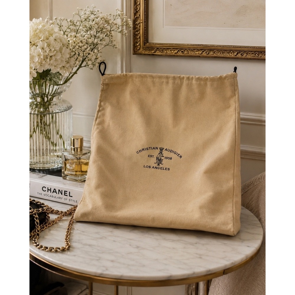 Christian Audigier Dust Bag‎ Los Angeles Est 1958 Logo Drawstring Tan